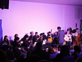 La cantautora chilena Elizabeth Morris actuando en vivo en el auditorio de la Universidad de Los Lagos en Puerto Montt