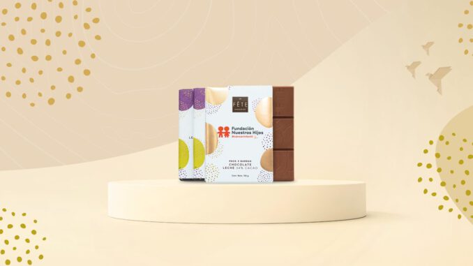 Set de barras de chocolate La Fête Chocolat como parte de la campaña solidaria de Fundación Nuestros Hijos contra el cáncer infantil.