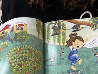 Portada o autora de libro infantil inspirado en recuerdos de infancia en la naturaleza