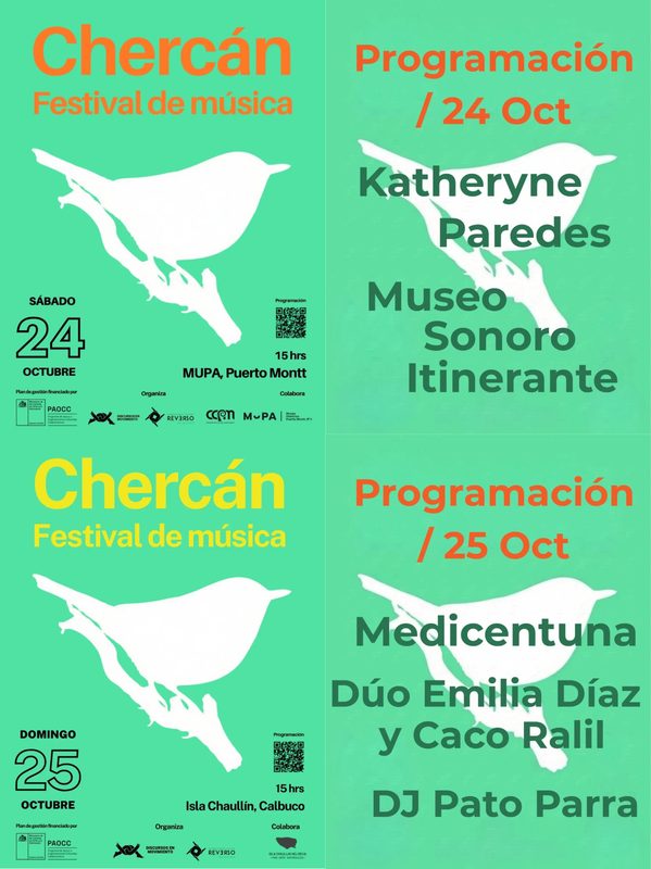 Artistas y familias disfrutando del Chercán Festival de Música en Puerto Montt y Calbuco