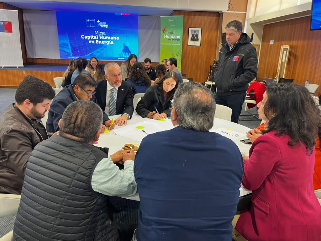 Reunión de la Mesa Regional de Capital Humano en Energía en la región de Los Lagos con autoridades y representantes.